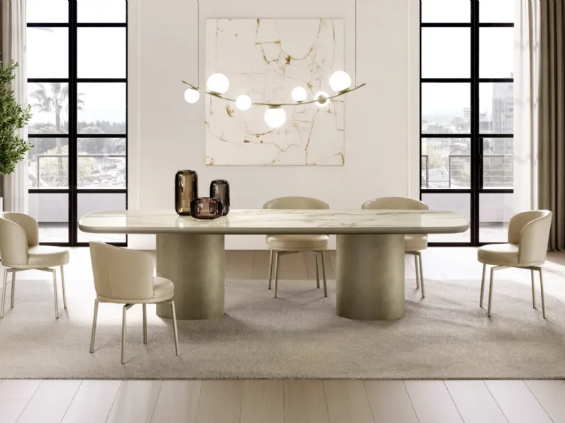 Tavolo Cilindro con top in ceramica king di Eforma