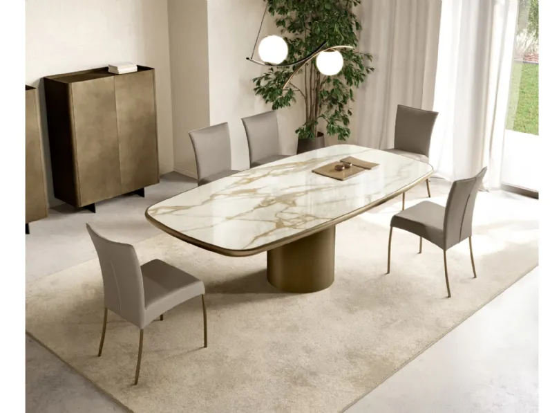 Tavolo Cilindro con top in ceramica king di Eforma