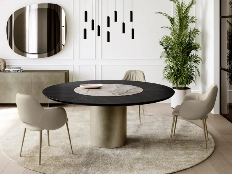 Tavolo Cilindro con top in legno e ceramica di Eforma