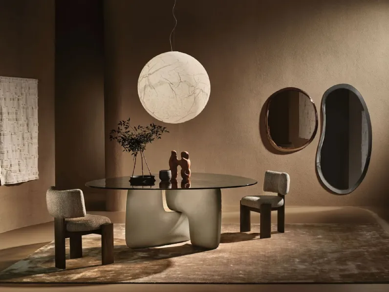 Tavolo Clay in vetro con base in ceramica di Nature Design