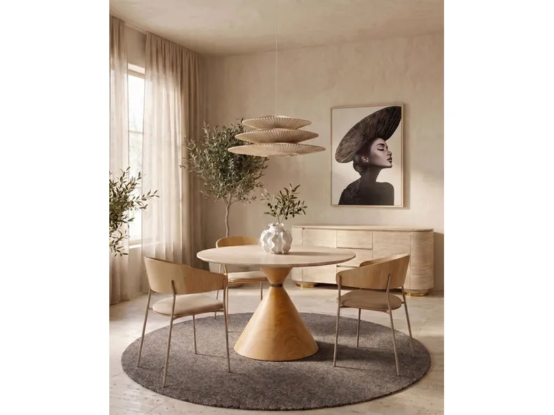 Tavolo Cono Travertin in gres effetto marmo di Kare Design