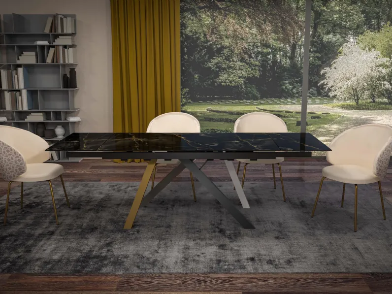 Tavolo allungabile in vetroceramica Onice Black Lux Crazy G160 di Abitare Interior