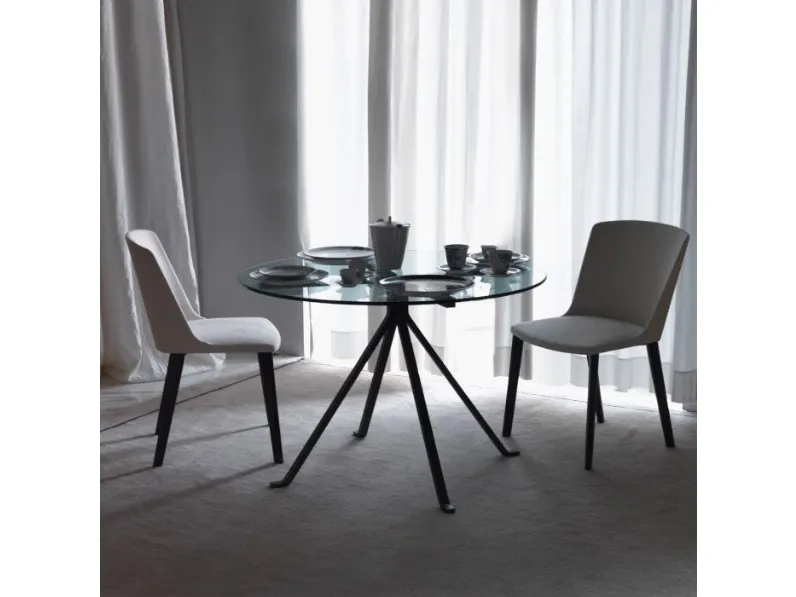 Tavolo con piano circolare in vetro temperato Cugino di Driade