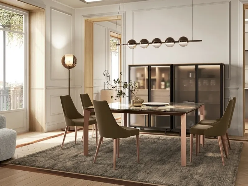 Tavolo Daniel con top in supermarmo (gres porcellanato e vetro) di Febal Casa