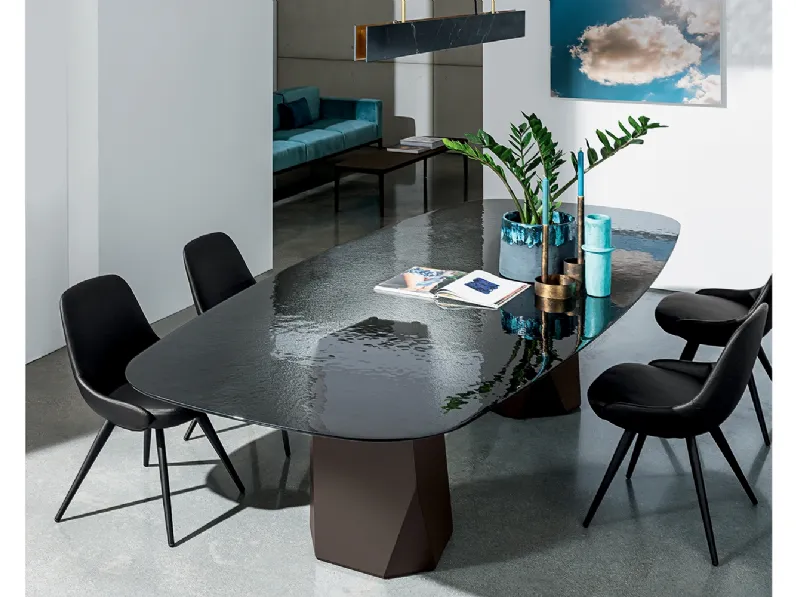 Tavolo Deod con due basi con top in vetro di Sovet