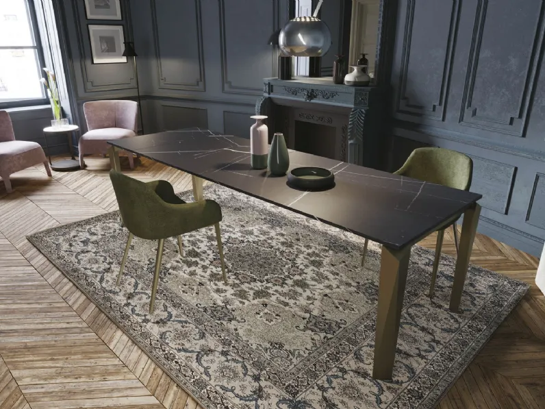 Tavolo allungabile Diamond in laminato Sahara noir di Zamagna