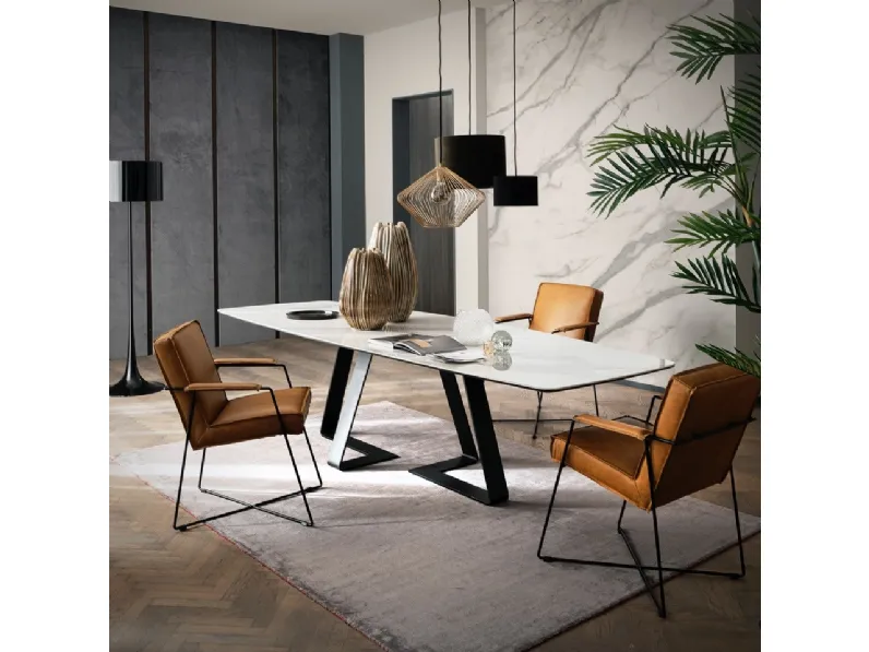 Tavolo Double con top in Ceramica di Alta Corte