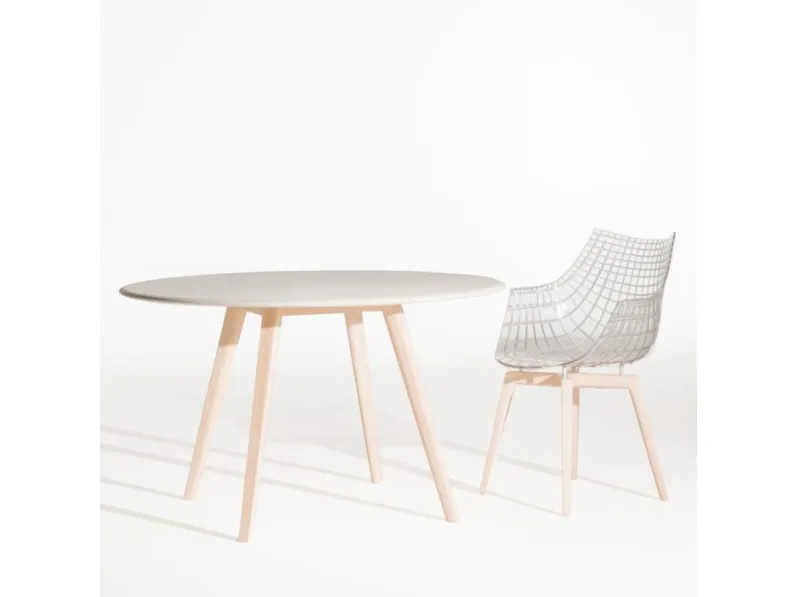 Tavolo rotondo in legno Meridiana di Driade