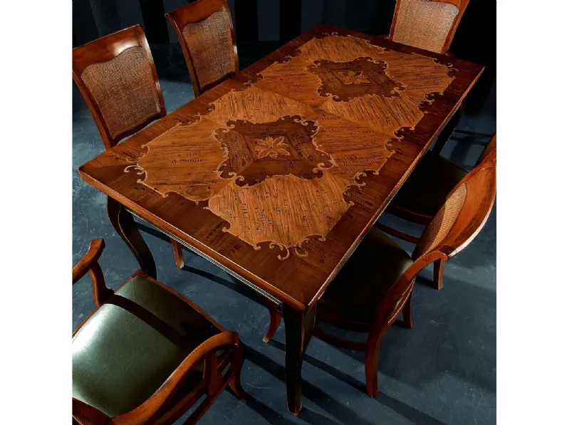 Tavolo rettangolare allungabile con intarsio Dublino di Fratelli Raffagnini