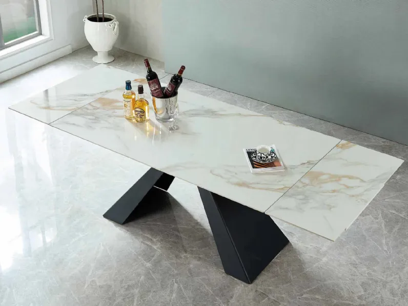 Tavolo Easy 2|4 IC350 in pietra sinterizzata di Imba Srl