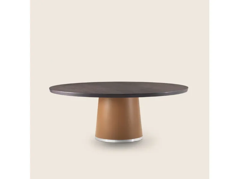 Tavolo con top in legno e base rivestita in cuoio Enn di Flexform