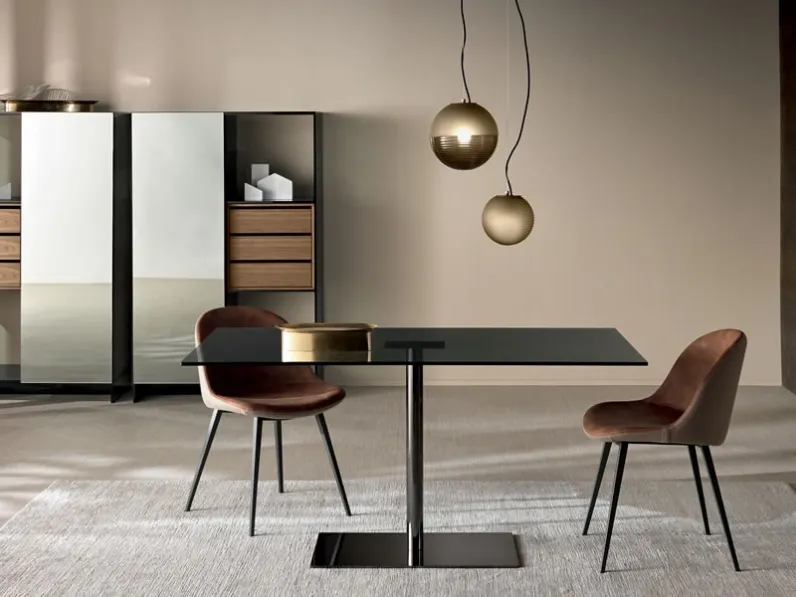 Tavolo in vetro con base in metallo Farniente Alto di Tonelli