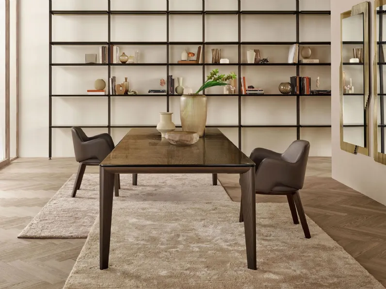 Tavolo Flaminio in vetro e legno massello di Fiam