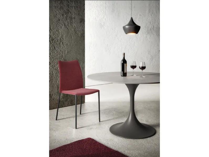 Tavolo rotondo con base in acciaio e top in HPL Flow R di Ambiance Italia