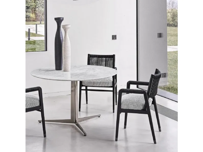 Tavolo rotondo Fly con piano in marmo di Flexform