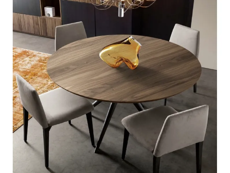 Tavolo rotondo in noce canaletto Foster di Modesign