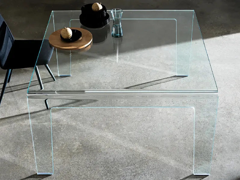 Tavolo Frog realizzato in vetro trasparente curvato di Sovet