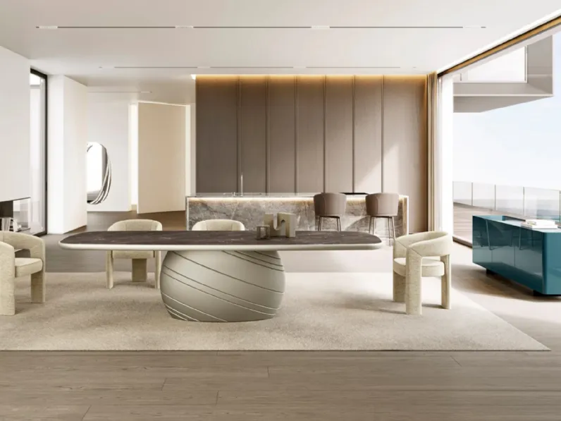 Tavolo Giove con top in ceramica king di Eforma