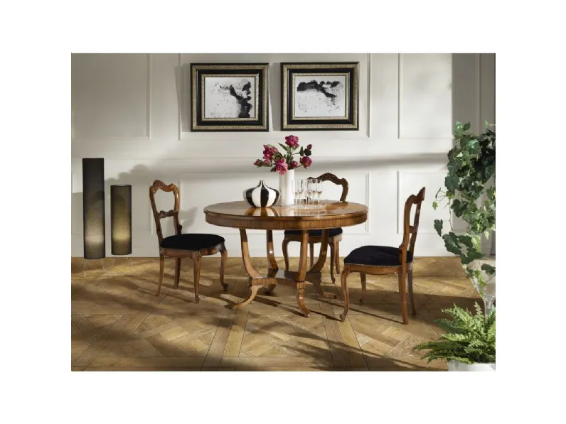 Tavolo rotondo inglese con base zigrinata H6165 di Fratelli Raffagnini