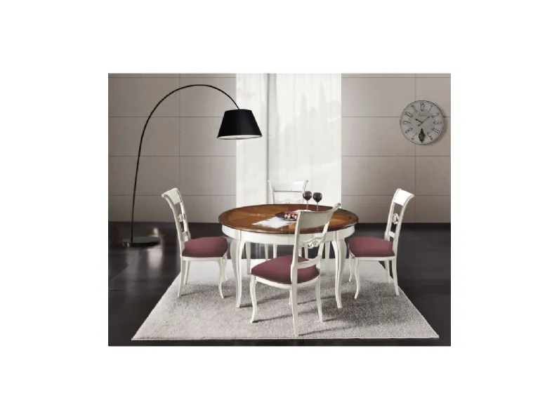 Tavolo rotondo con intarsio H6174 di Fratelli Raffagnini
