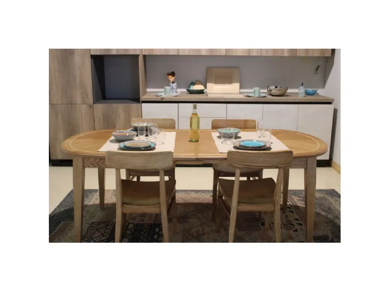 Tavolo ovalino allungabile in frassino H8114 di Fratelli Raffagnini