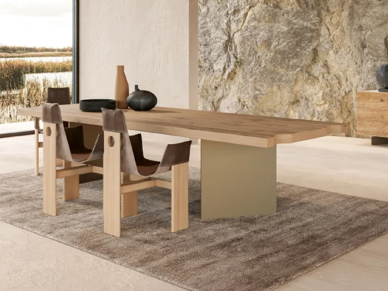 Tavolo in legno secolare e base in metallo Harvest Metal di Nature Design