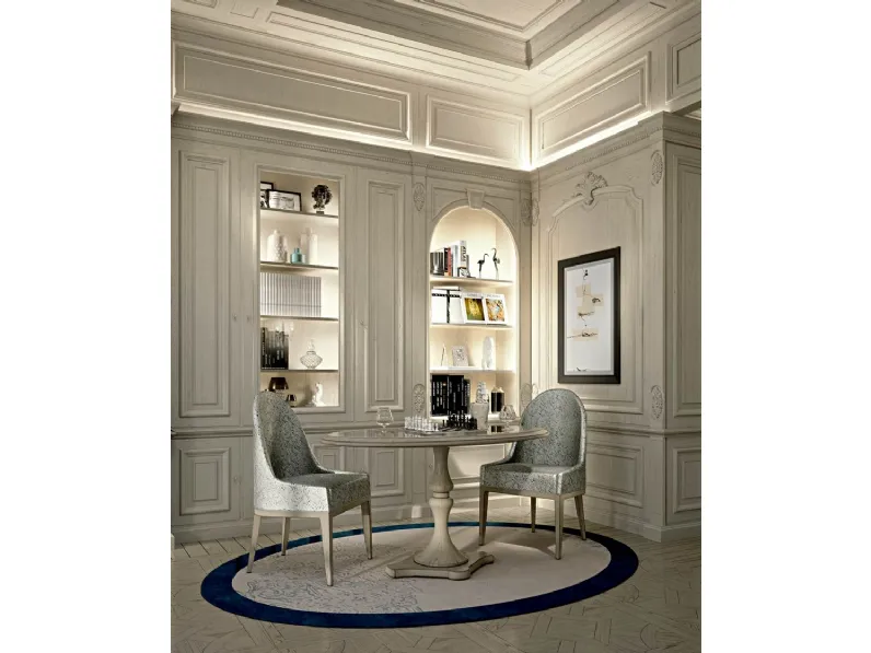 Tavolo in legno con top in marmo Hermitage rotondo di Busatto