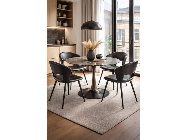 Tavolo rotondo effetto marmo High Society di Kare Design