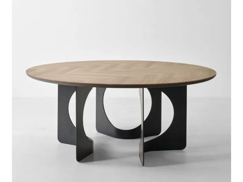 Tavolo Hole Rotondo con top in legno di Modesign