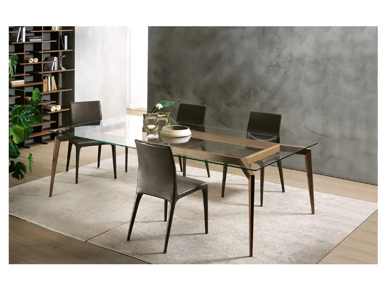 Tavolo rettangolare con top in vetro Hope di Pacini e Cappellini