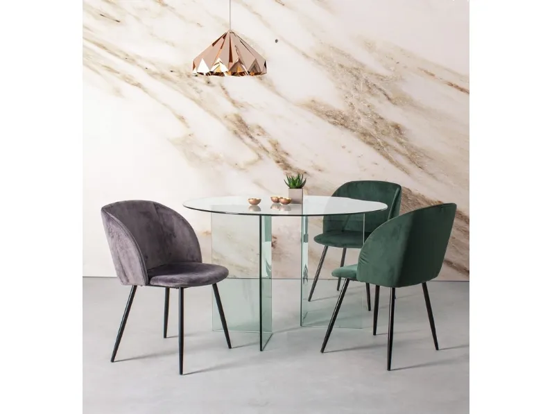 Tavolo rotondo Iride in vetro di Bizzotto
