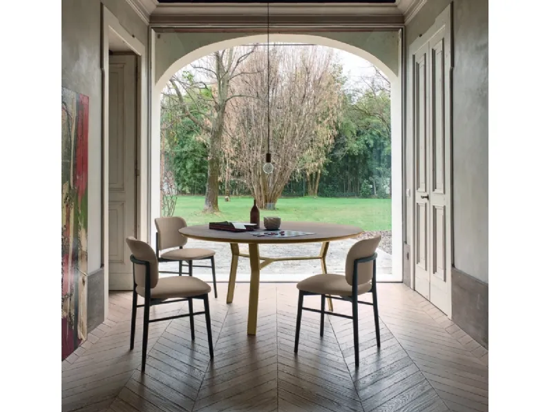 Tavolo Iron rotondo in Rovere Termotrattato di Sangiacomo