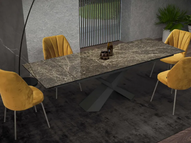 Tavolo allungabile in vetroceramica Emperador Ixcence G160 di Abitare Interior