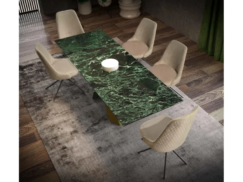 Tavolo allungabile in vetroceramica Verde Alpi Ixcence G160 di Abitare Interior