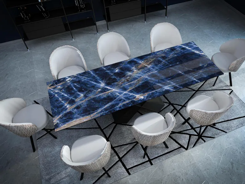 Tavolo allungabile in vetroceramica Sodalite Blu Lux Ixcence G160 di Abitare Interior