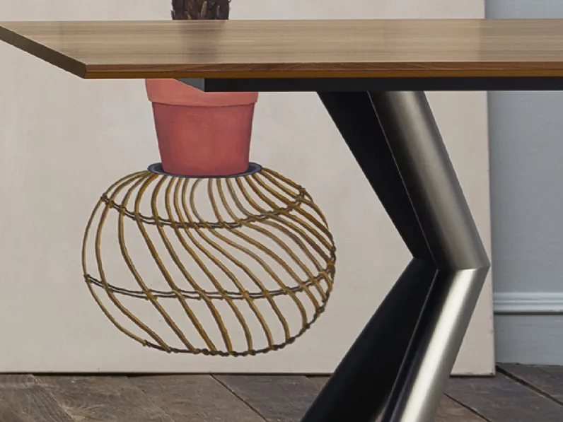 Tavolo rettangolare in legno con struttura in acciaio Joker di Ambiance Italia