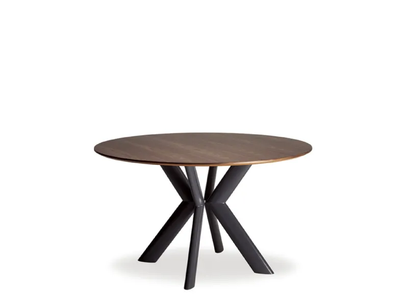 Tavolo rotondo in legno con base in acciaio Joker R di Ambiance Italia