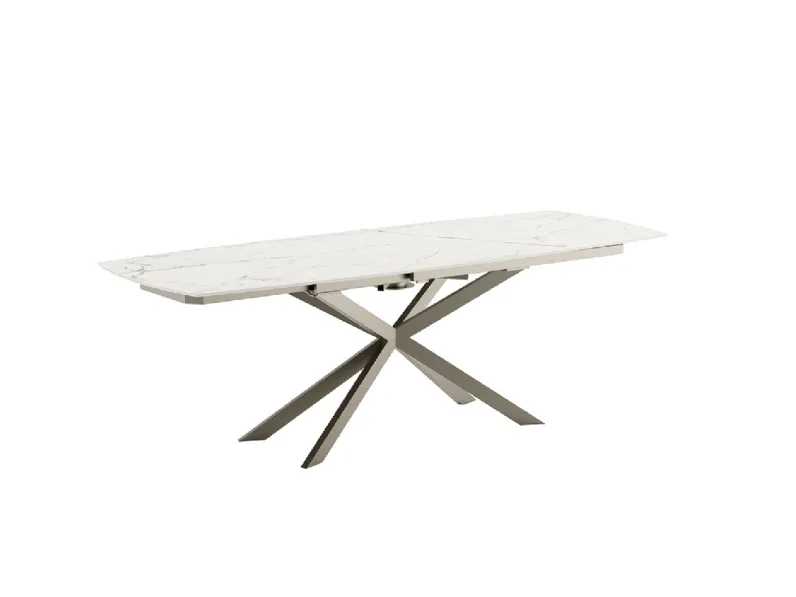 Tavolo allungabile Kanto Caranto con piano in ceramica e struttura in metallo di Veneta Cucine