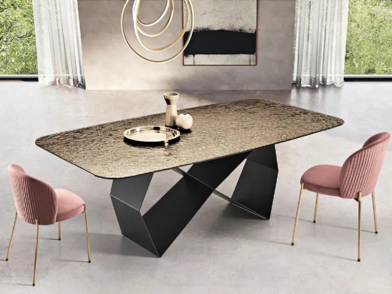 Tavolo Karl in vetro martellato blu di Capodarte