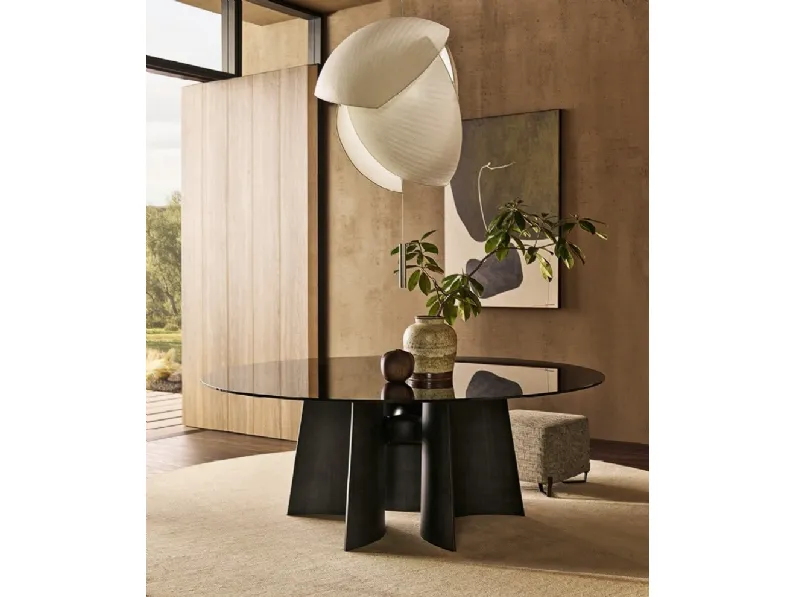 Tavolo rotondo Kensington in Vetro di Poliform
