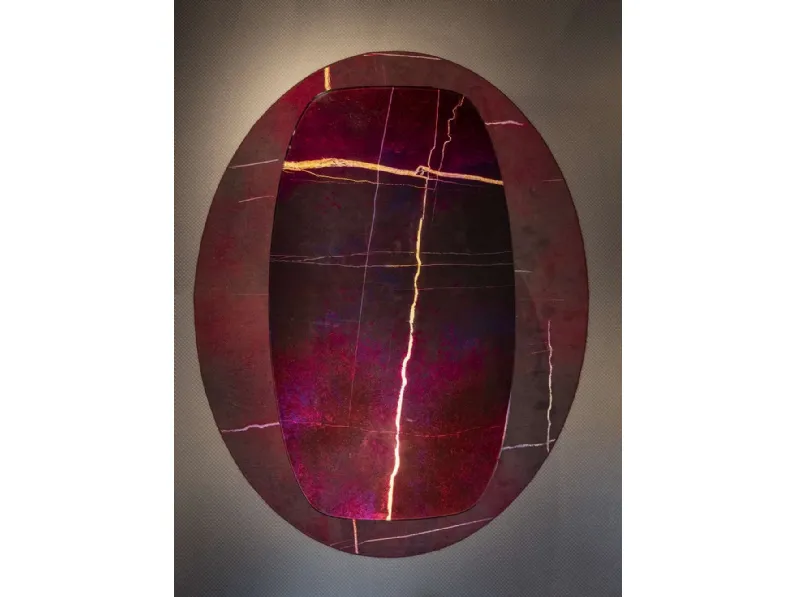 Tavolo ovale in cristallo stampato effetto marmo King 02 di Migliorino