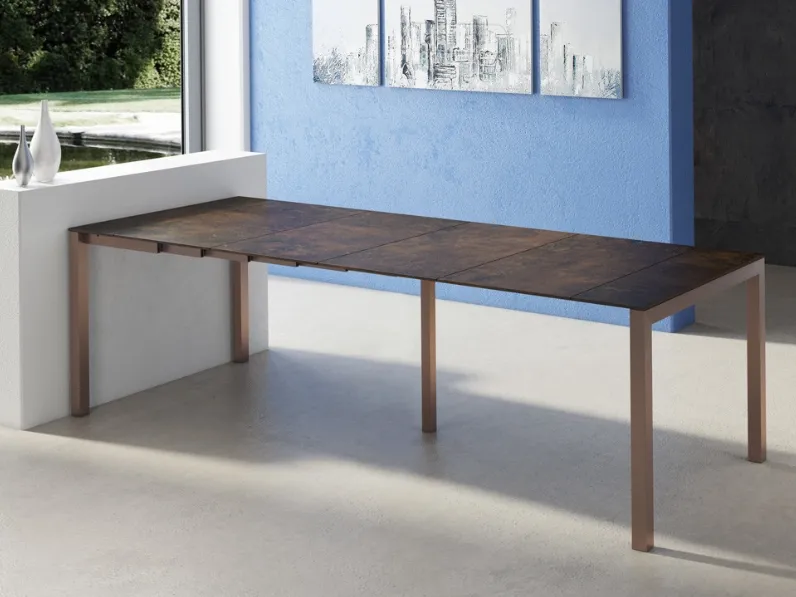 tavolo Consolle allungabile con struttura in alluminio e piano in composito di particelle di legno Krasi P di Elementi