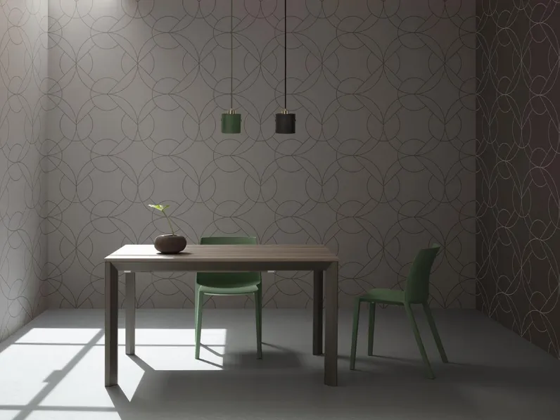 Tavolo allungabile Ricky con top effetto legno e base in alluminio di La Primavera