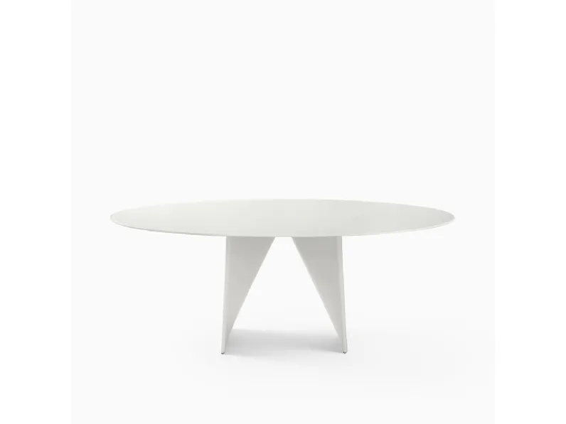 Tavolo Lambda in vetro laccato bianco di Rimadesio
