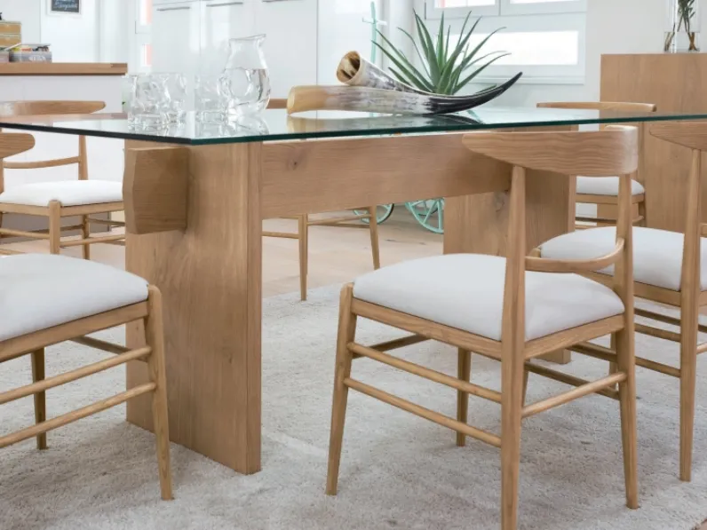 Tavolo in cristallo con struttura in rovere LF011 di Zanini Mobili