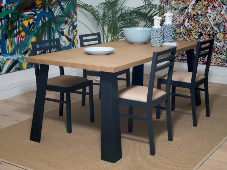 Tavolo in rovere con gambe in metallo LF060 di Zanini Mobili