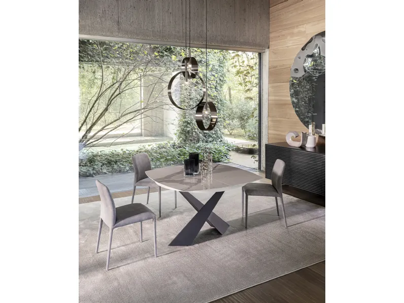 Tavolo allungabile in ceramica Living Square di Riflessi