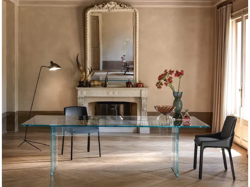 Tavolo LLT in vetro trasparente di Fiam