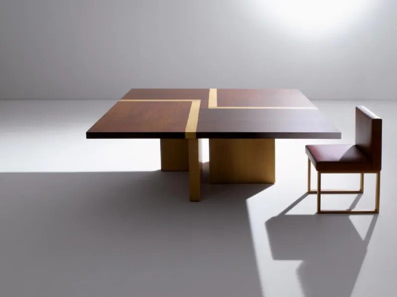 Tavolo in legno con piano intarsiato quadrato LM BD 07 di Laura Meroni
