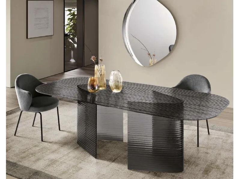 Tavolo Lovely in vetro rigato trasparente di Capodarte